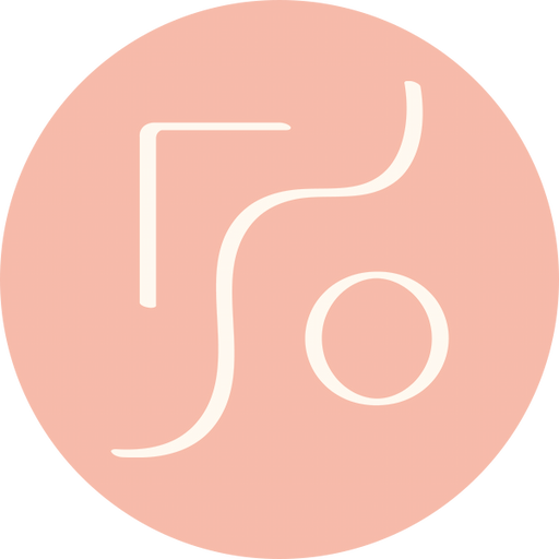 Abstract white lines and a circle on a muted pink circular background, forming a minimalistic and modern design.